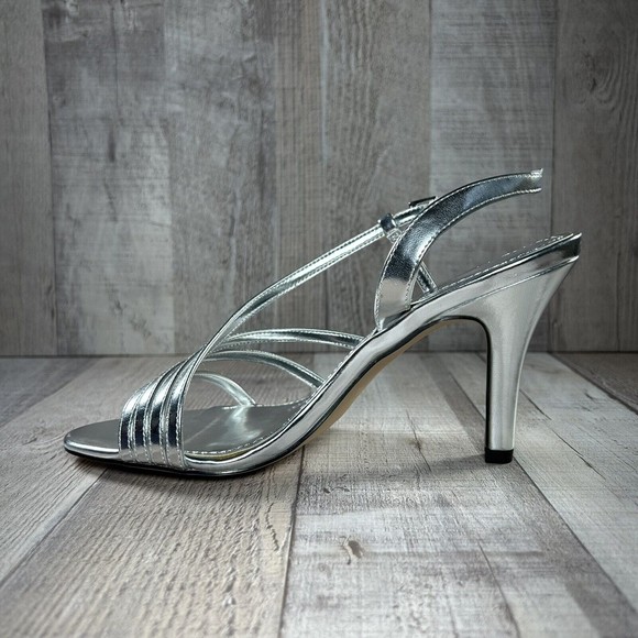 Jacqueline Ferrar Women's Strappy Ankle Strap Sandals High Heels Silver Size 7.5 - Picture 11 of 13